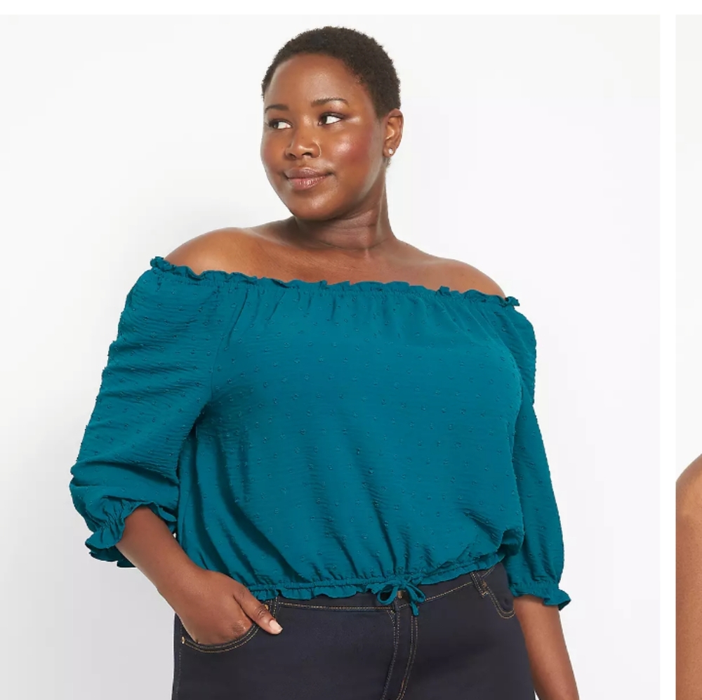3/4 Sleeve Off the Shoulder Crop Top Size 34/36 - 5/6x